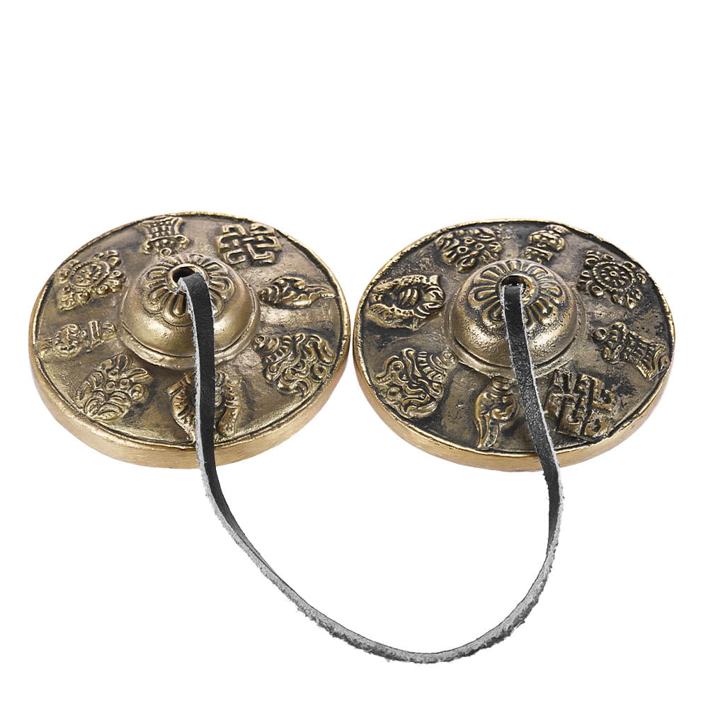6.5cm Tibetan Tingsha Cymbals – Handcrafted with Buddhist Symbols