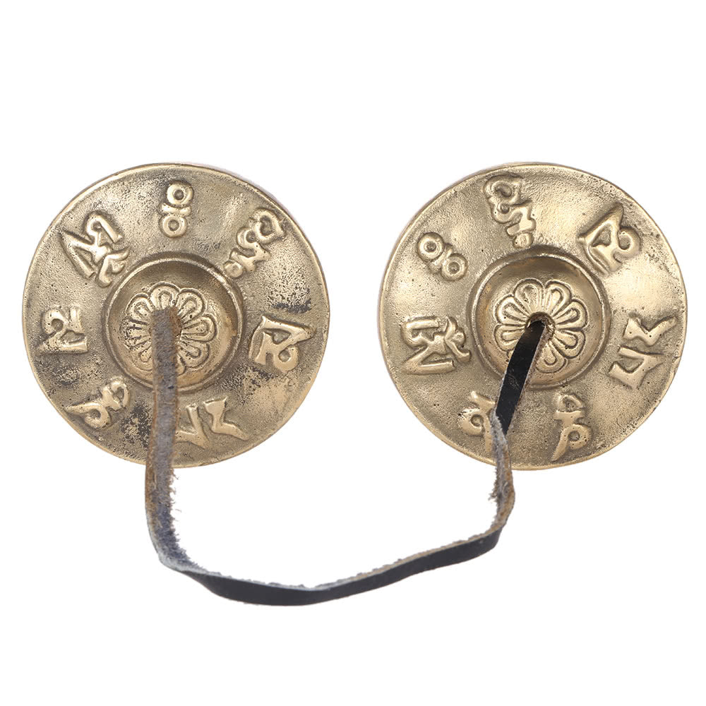 6.5cm Tibetan Tingsha Cymbals – Handcrafted with Buddhist Symbols