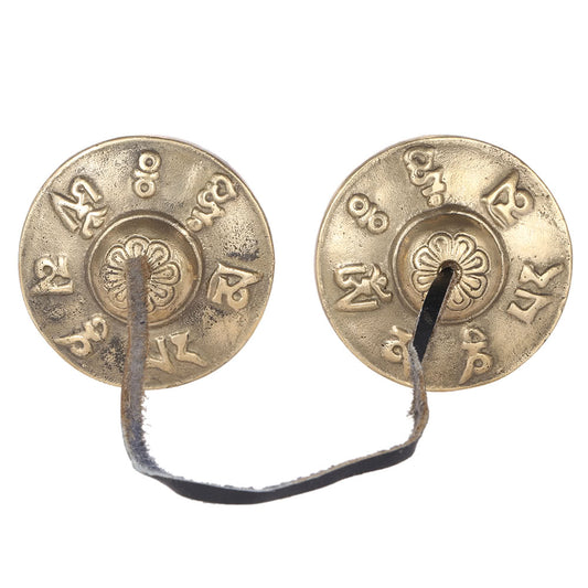 6.5cm Tibetan Tingsha Cymbals – Handcrafted with Buddhist Symbols