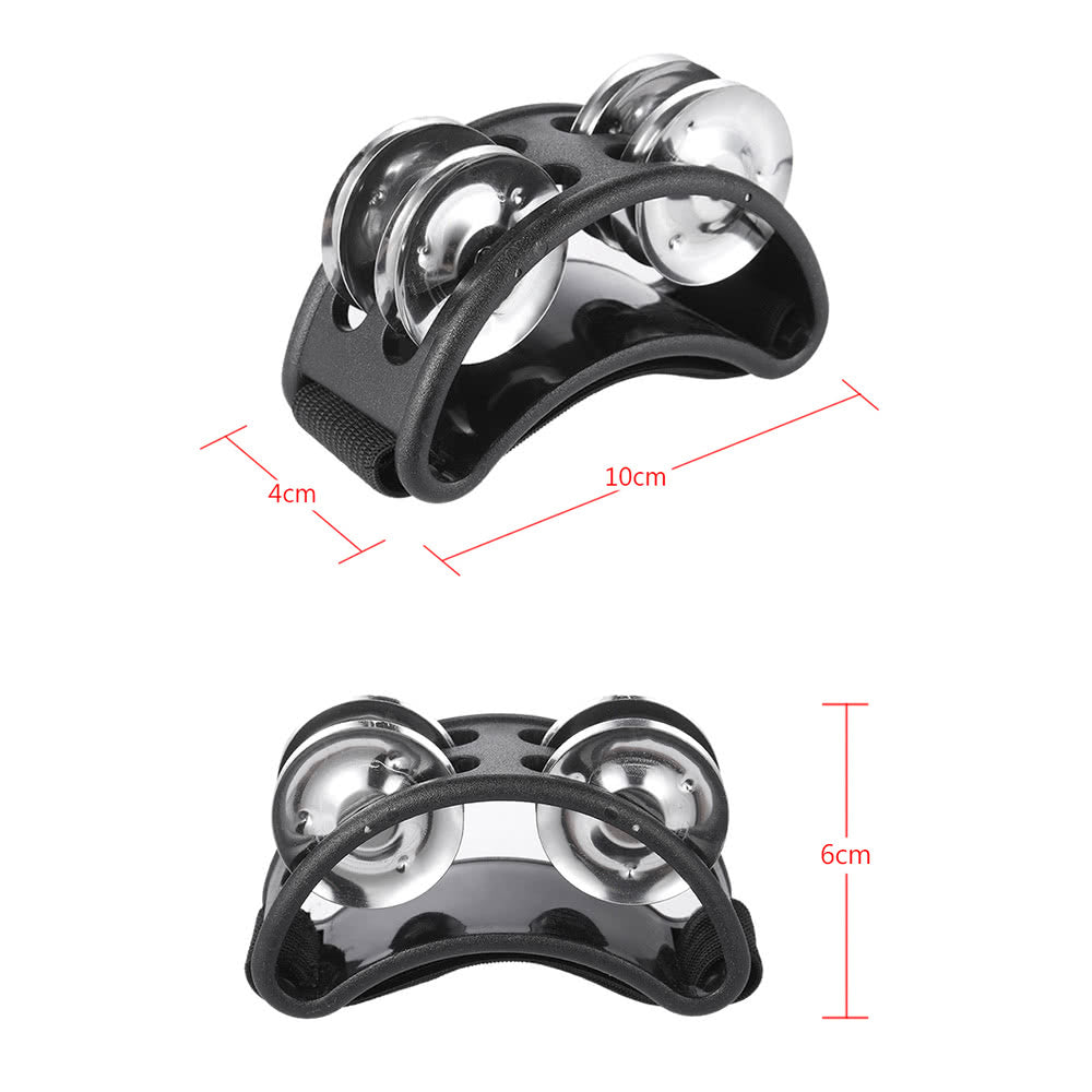 2-Pack Foot Tambourine with Metal Jingle Bells - Percussion Instrument Set