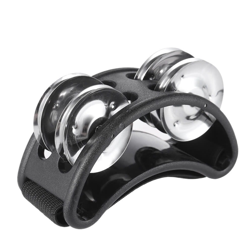 2-Pack Foot Tambourine with Metal Jingle Bells - Percussion Instrument Set