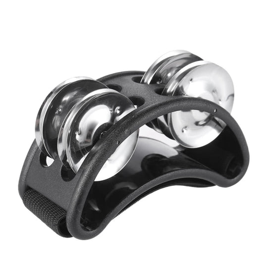 2-Pack Foot Tambourine with Metal Jingle Bells - Percussion Instrument Set