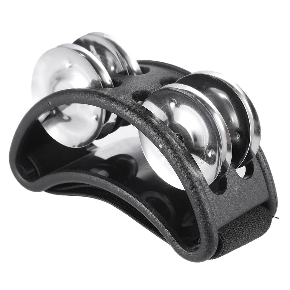 2-Pack Foot Tambourine with Metal Jingle Bells - Percussion Instrument Set