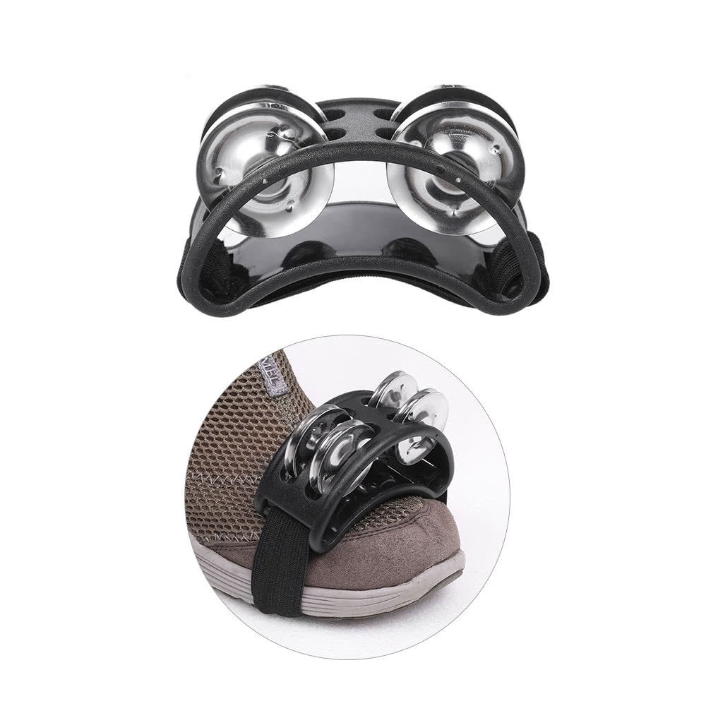 2-Pack Foot Tambourine with Metal Jingle Bells - Percussion Instrument Set