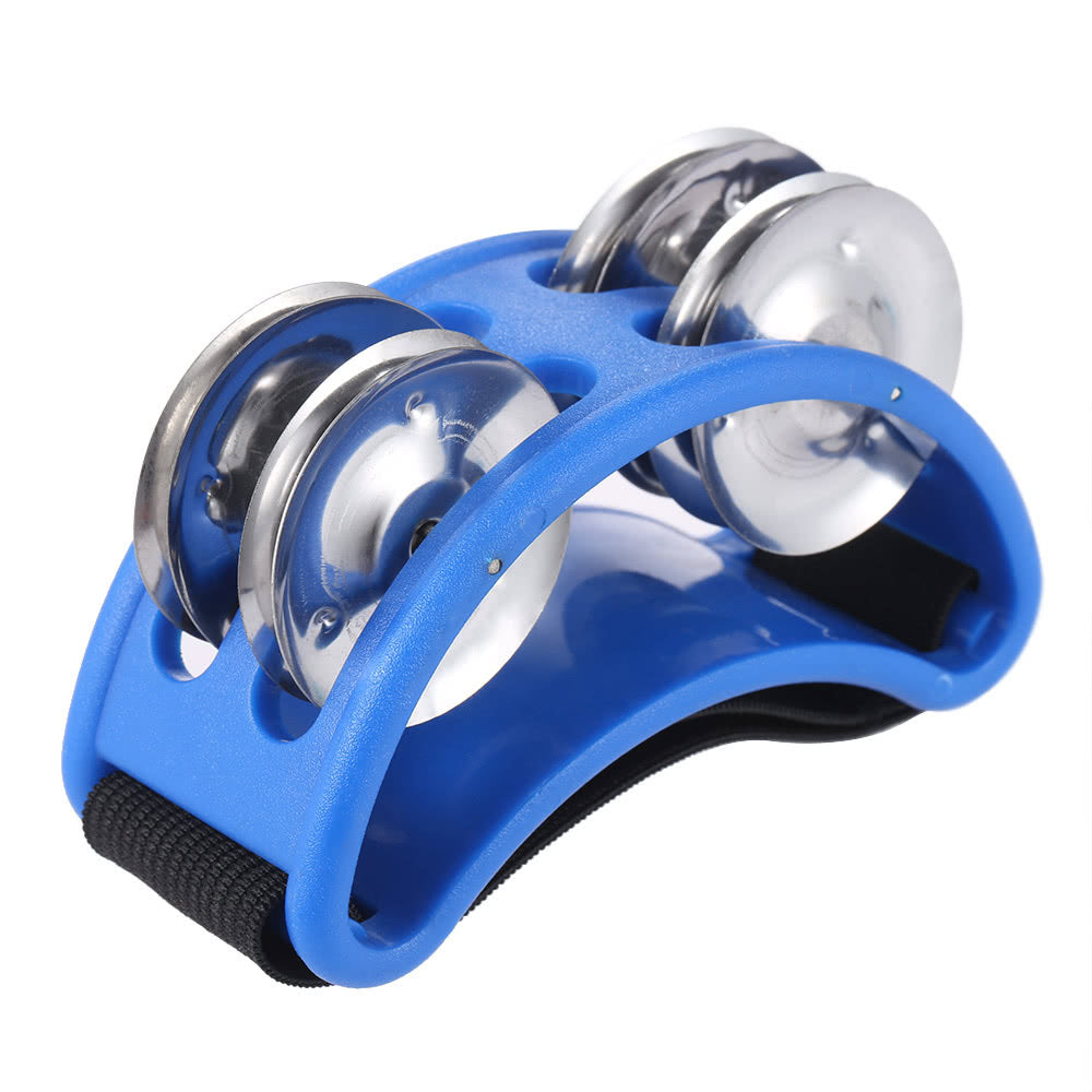2-Pack Foot Tambourine with Metal Jingle Bells - Percussion Instrument Set