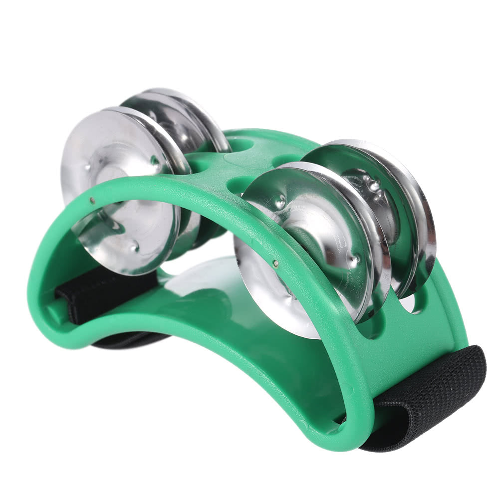 2-Pack Foot Tambourine with Metal Jingle Bells - Percussion Instrument Set