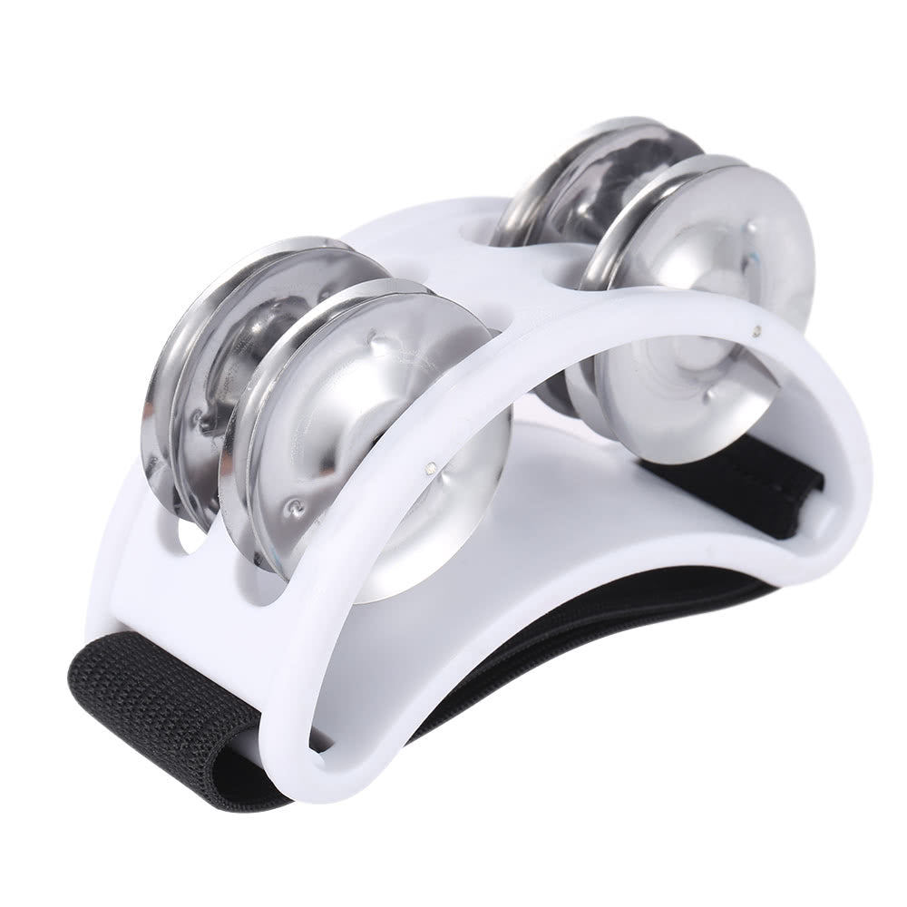 2-Pack Foot Tambourine with Metal Jingle Bells - Percussion Instrument Set