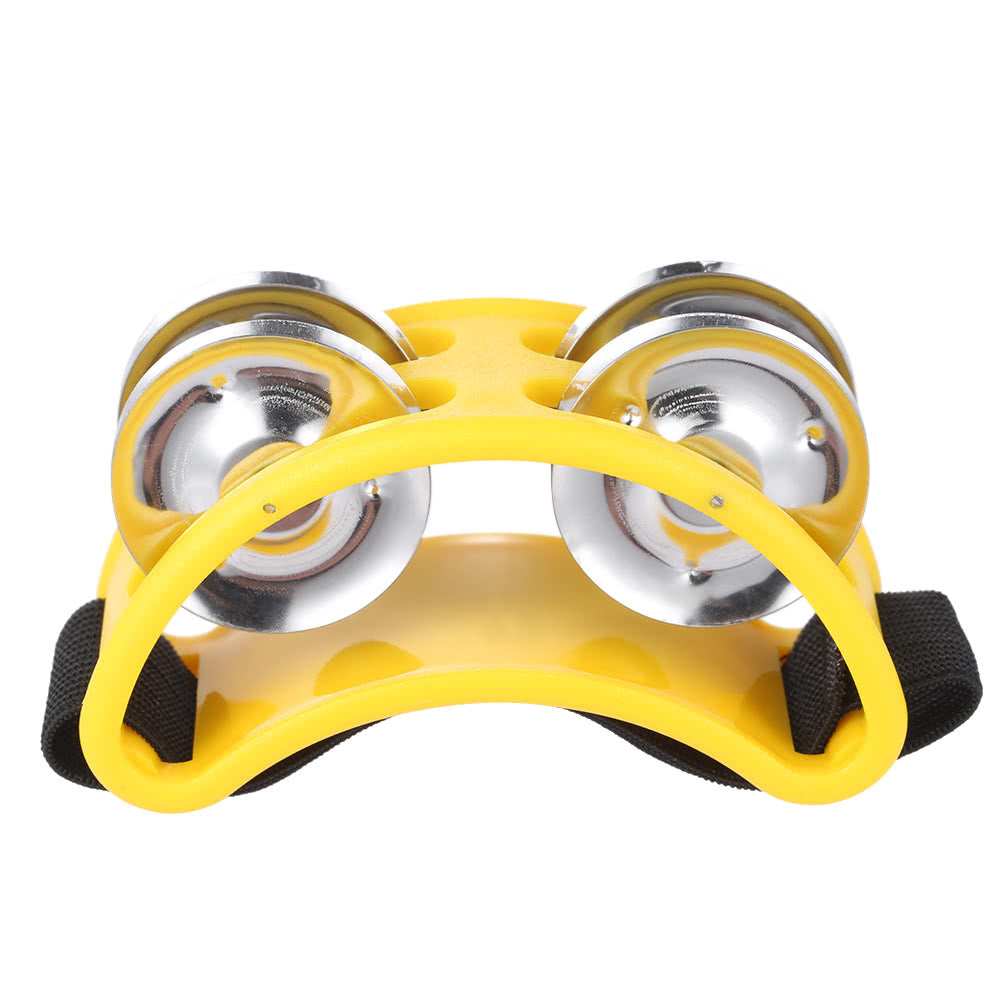 2-Pack Foot Tambourine with Metal Jingle Bells - Percussion Instrument Set