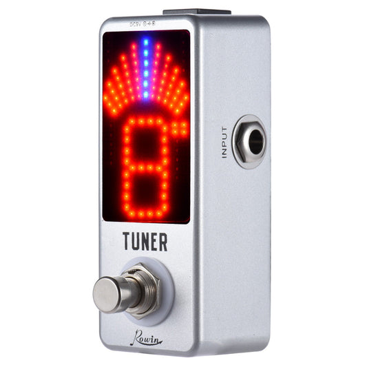 Rowin LT-910 Chromatic Tuner Pedal for Guitar and Bass with LED Display, Compact Design