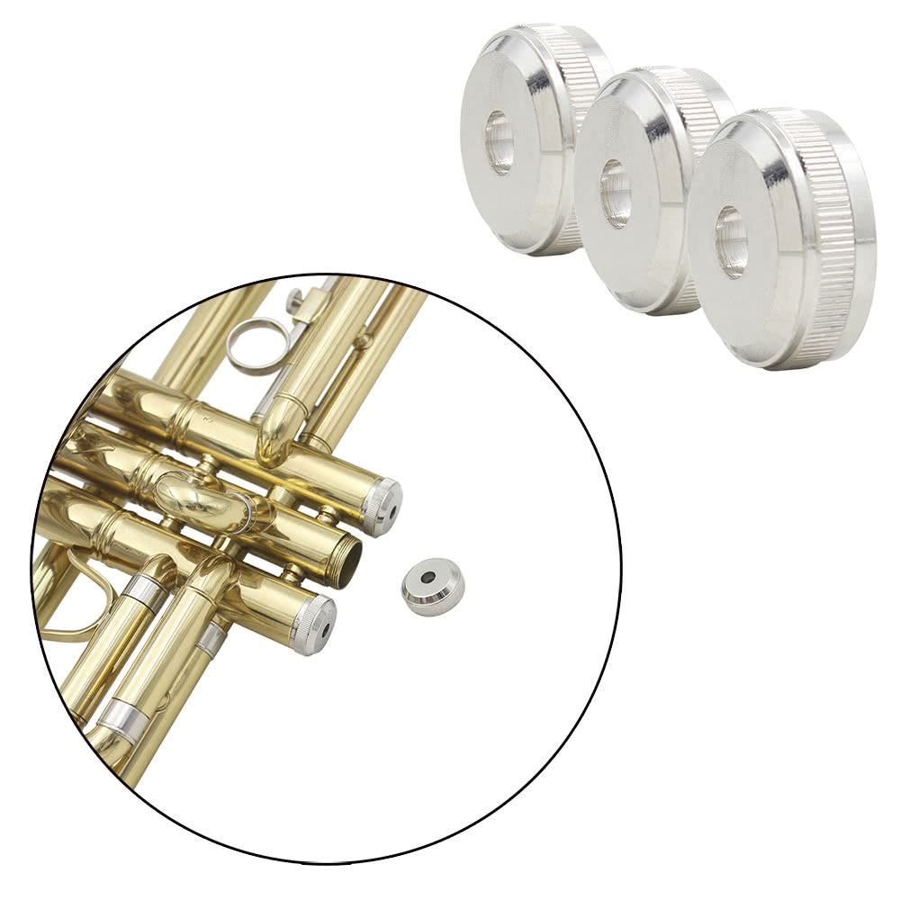 Set of 3 Trumpet Valve Caps - Copper Piston Key Button Accessories