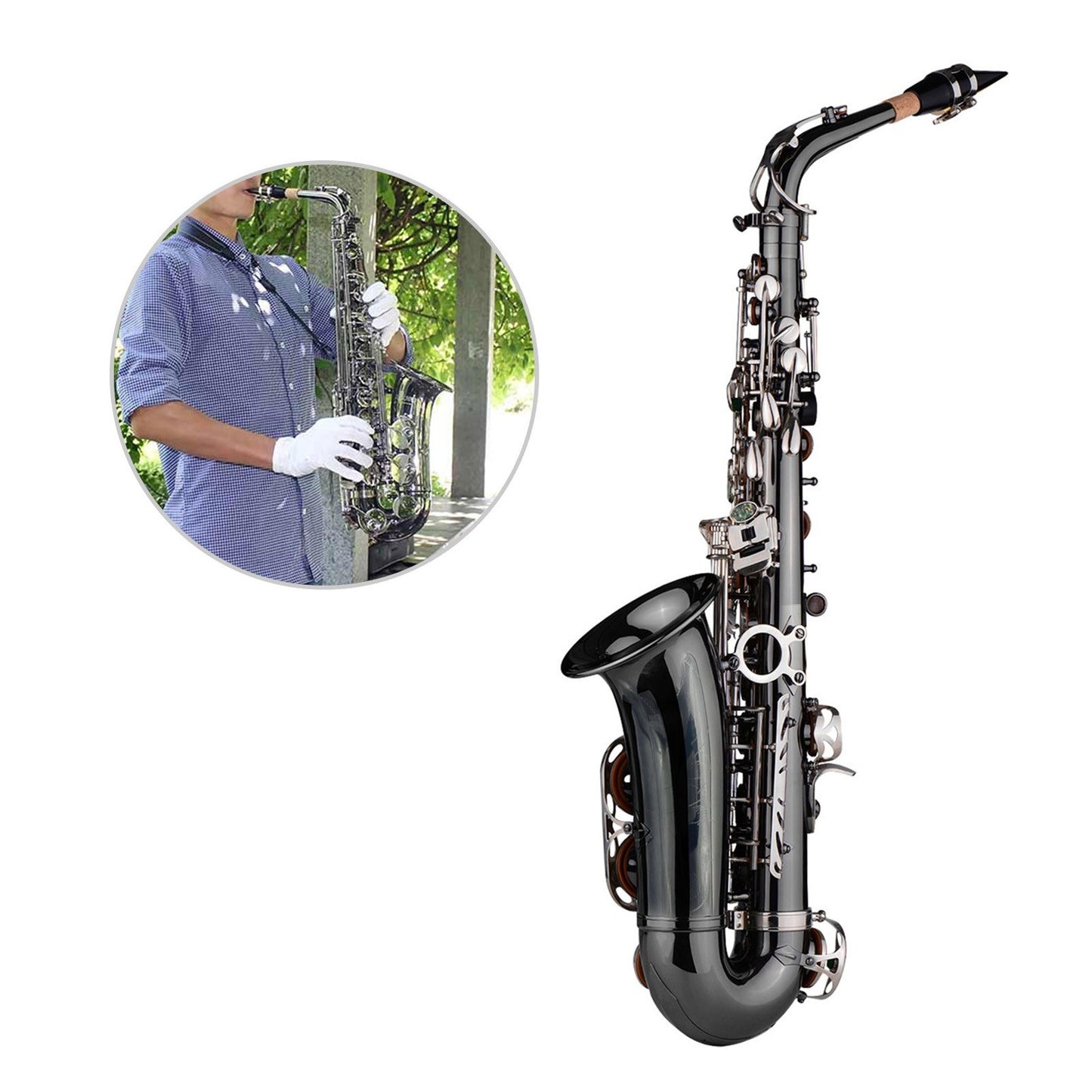 Eb E-flat Alto Saxophone - Professional Brass Bend Sax