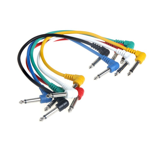 6-Pack Colorful Angled Guitar Patch Cables for Effect Pedals