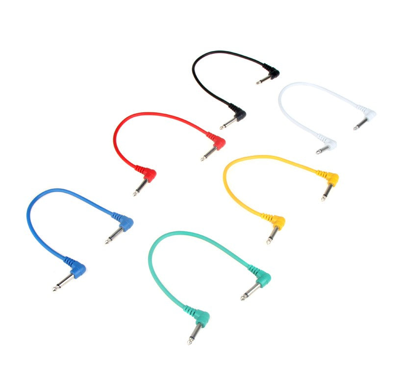 6-Pack Colorful Angled Guitar Patch Cables for Effect Pedals