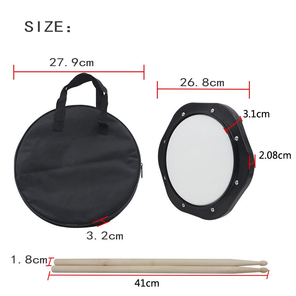 10-Inch Drum Practice Pad with Drumsticks & Carrying Bag for Training