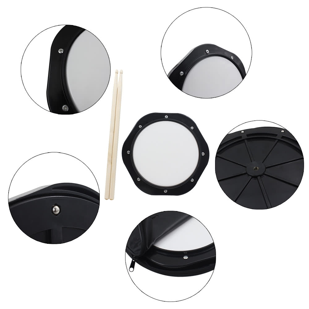 10-Inch Drum Practice Pad with Drumsticks & Carrying Bag for Training