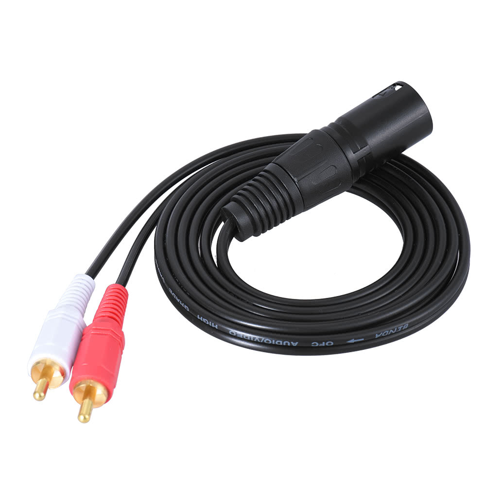 1.5m/5ft XLR Male to 2 RCA Male Stereo Audio Splitter Y Cable