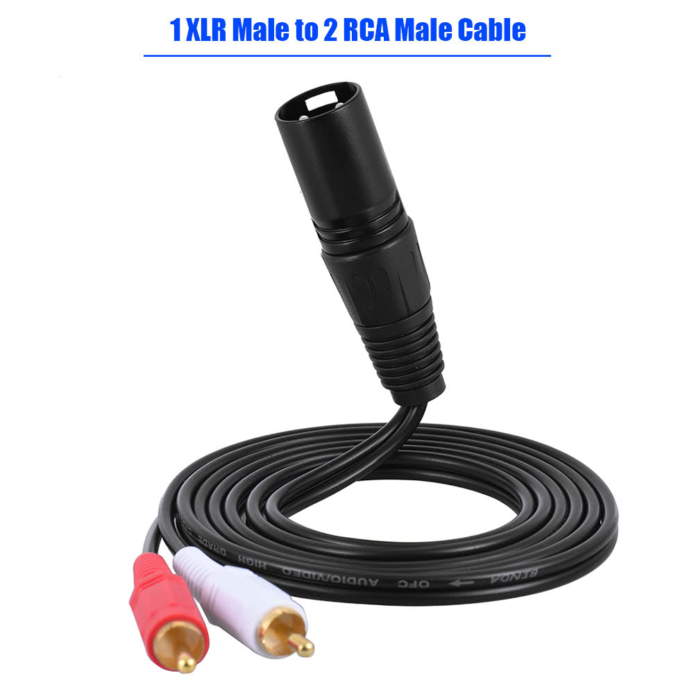 1.5m/5ft XLR Male to 2 RCA Male Stereo Audio Splitter Y Cable