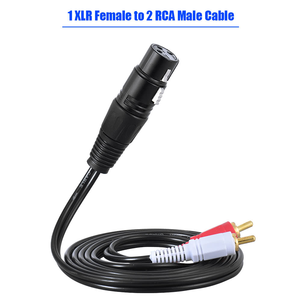 1.5m/5ft XLR Female to Dual RCA Male Stereo Audio Splitter Cable