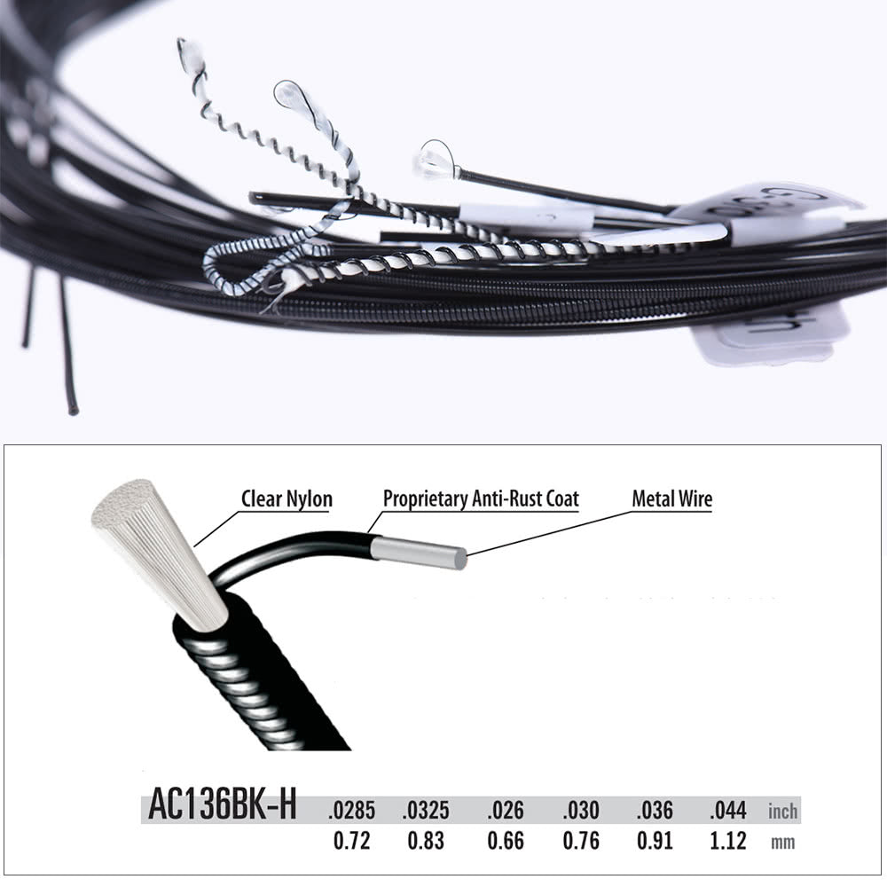 Alice AC136BK-H Classical Guitar Strings - Black Nylon, Hard Tension, 6pcs (.0285-.044) + Free G-3rd String