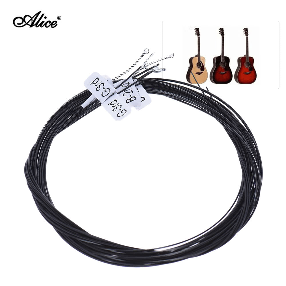 Alice AC136BK-H Classical Guitar Strings - Black Nylon, Hard Tension, 6pcs (.0285-.044) + Free G-3rd String