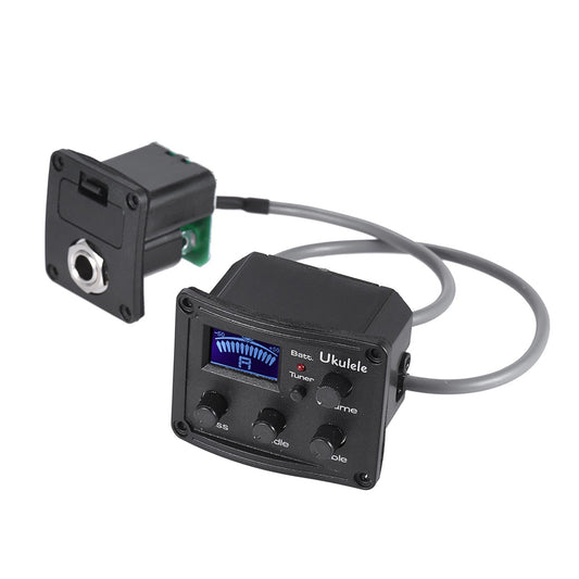 3-Band EQ Ukulele Preamp System with Piezo Pickup and LCD Tuner