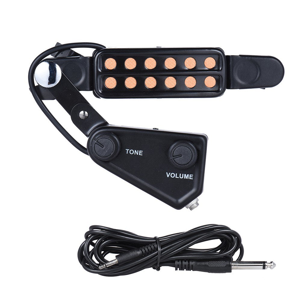 12-Hole Acoustic Guitar Sound Hole Pickup with Magnetic Transducer & Tone Volume Control