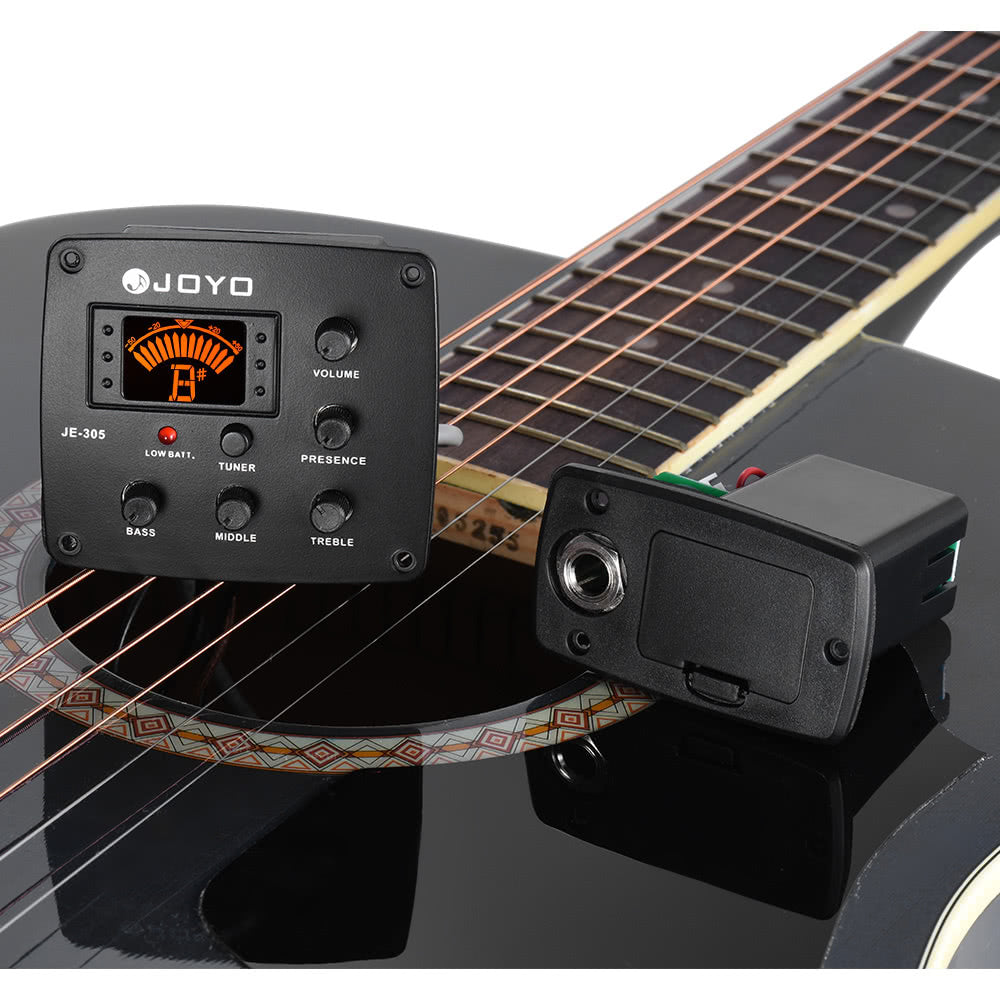 JOYO JE-305 Acoustic Guitar Preamp & Tuner System with 4-Band EQ and LCD Display