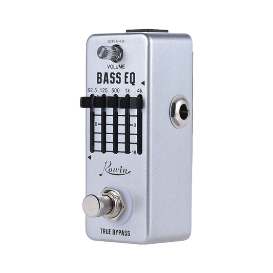 Rowin 5-Band EQ Bass Guitar Equalizer Pedal, Aluminum Alloy, True Bypass