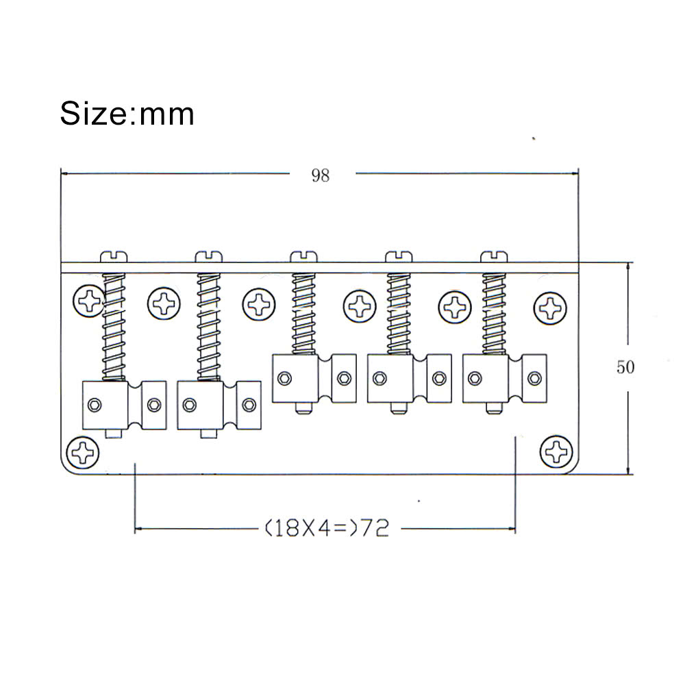 Golden 5-Saddle Bridge Set for 5-String Electric Bass Guitar Replacement Parts