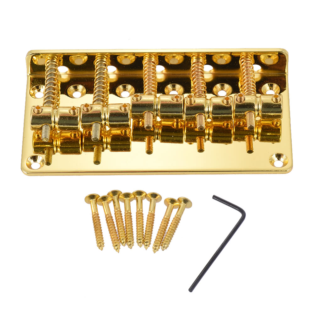 Golden 5-Saddle Bridge Set for 5-String Electric Bass Guitar Replacement Parts