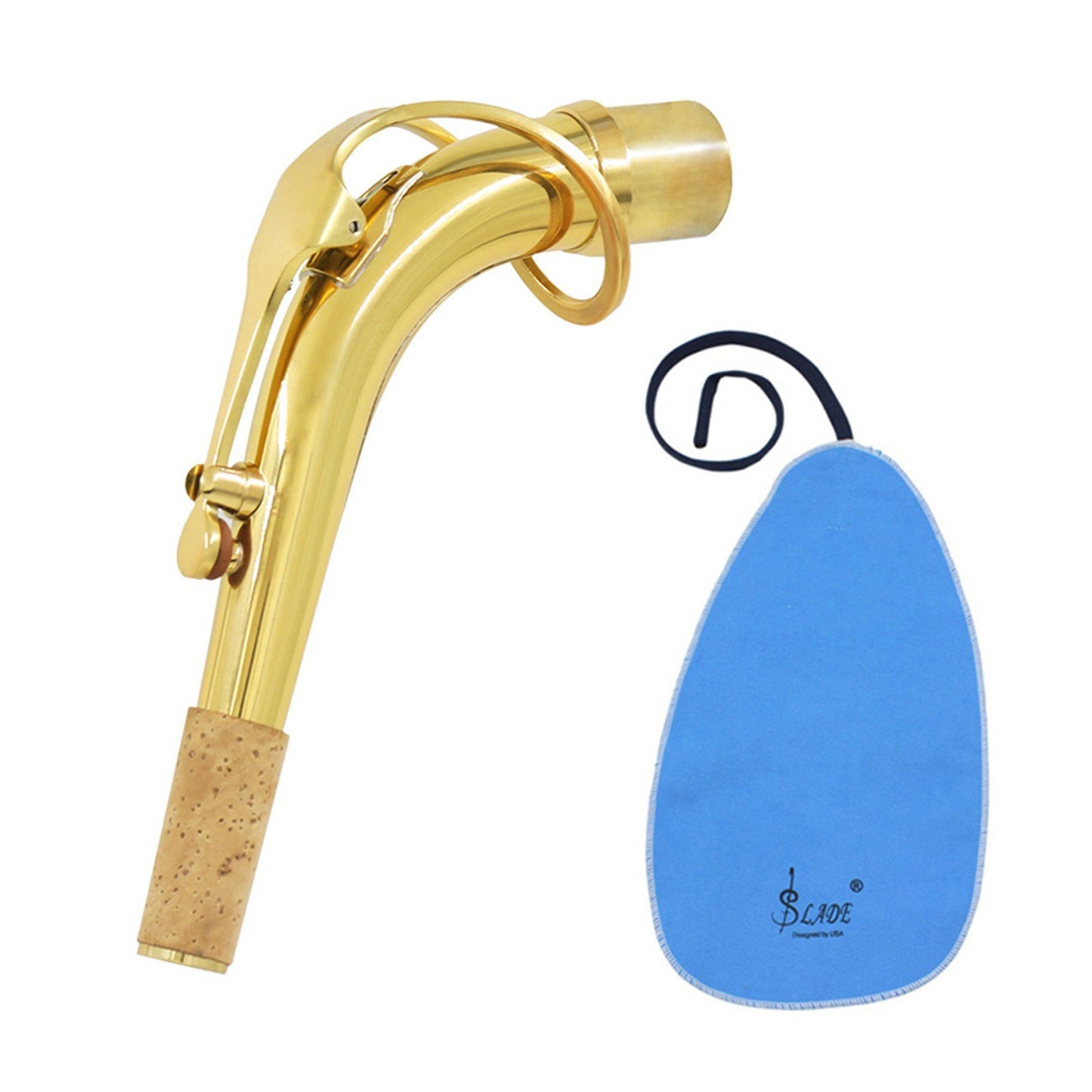 Alto Saxophone Neck Bend, Brass, 24.5mm with Cleaning Cloth & Cork Grease Accessory