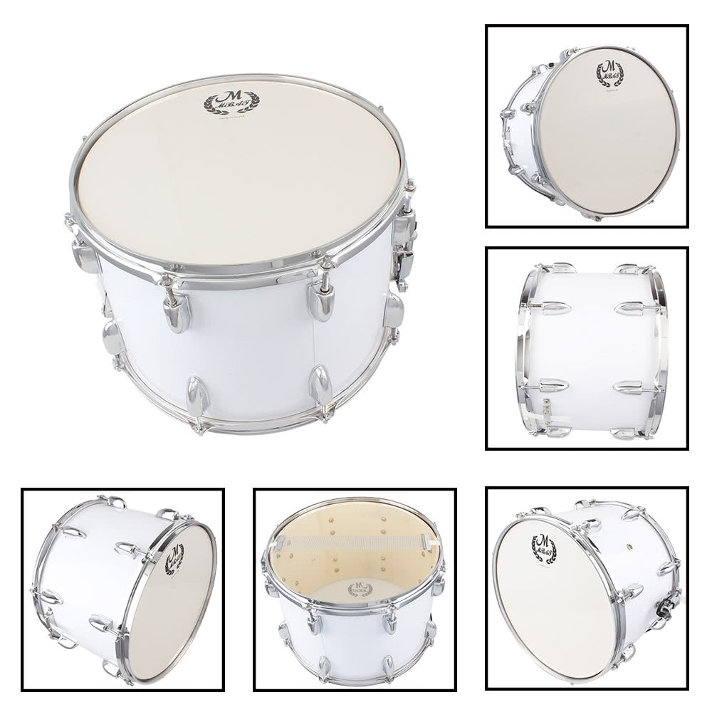 14 Stainless Steel & Maple Marching Drum with PVC Drumhead, Sticks, Strap & Key for Students & Professionals