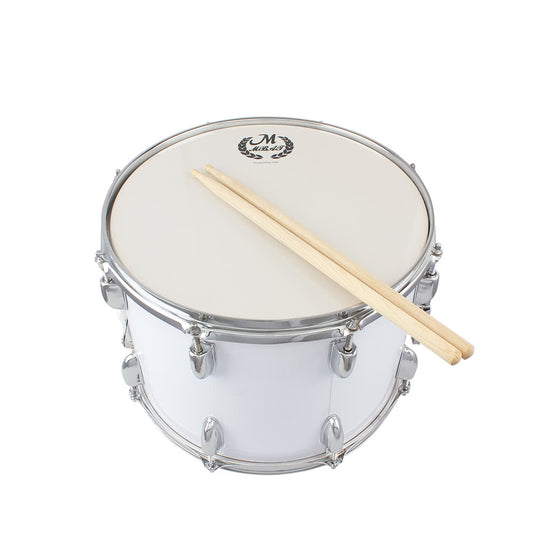 14 Stainless Steel & Maple Marching Drum with PVC Drumhead, Sticks, Strap & Key for Students & Professionals