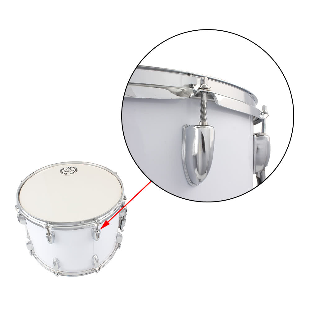 14 Stainless Steel & Maple Marching Drum with PVC Drumhead, Sticks, Strap & Key for Students & Professionals