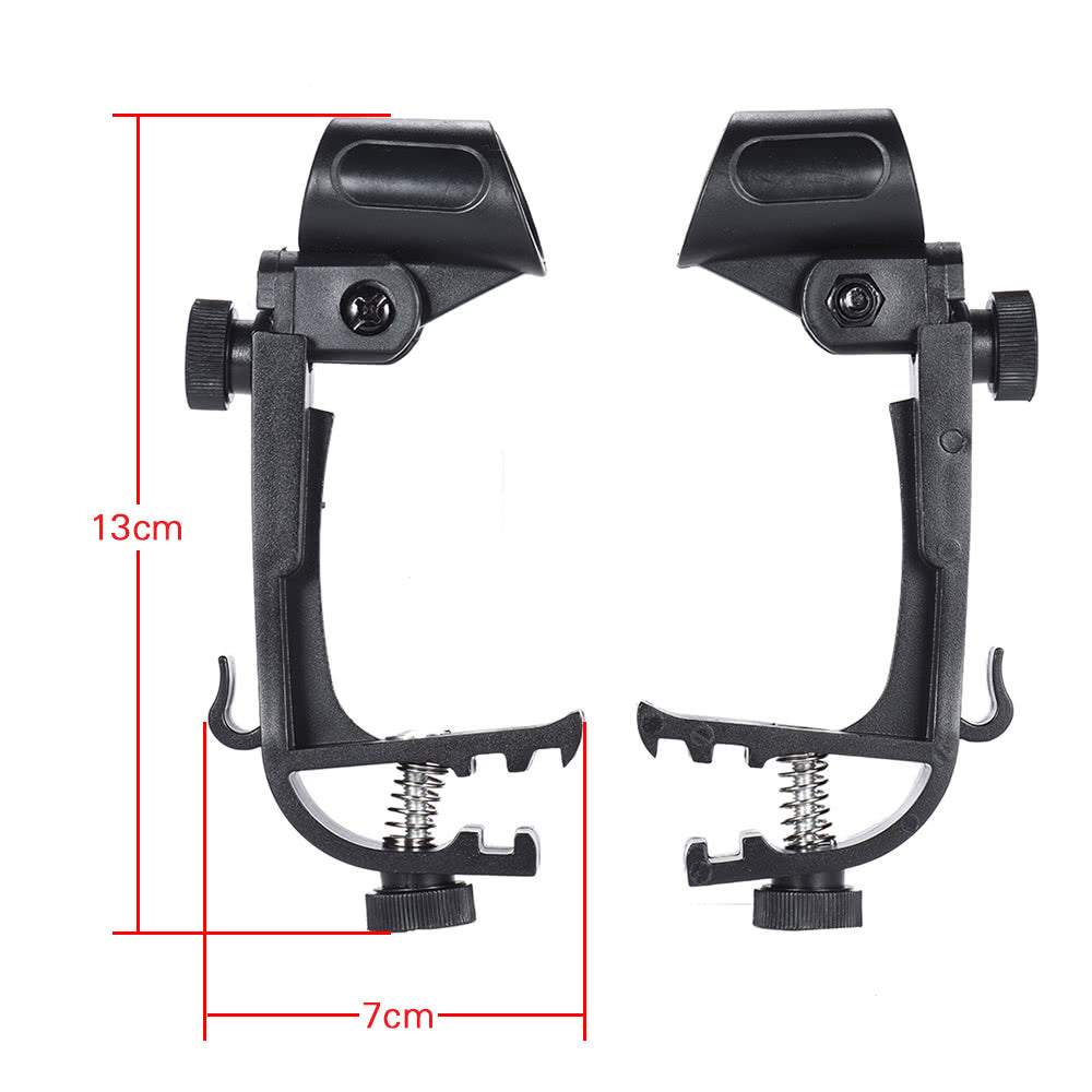 Adjustable Shockproof Drum Rim Microphone Clip Mount - 2 Pack