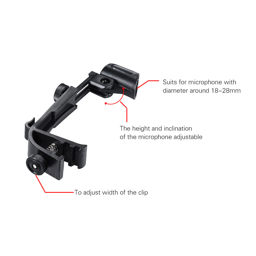 Adjustable Shockproof Drum Rim Microphone Clip Mount - 2 Pack