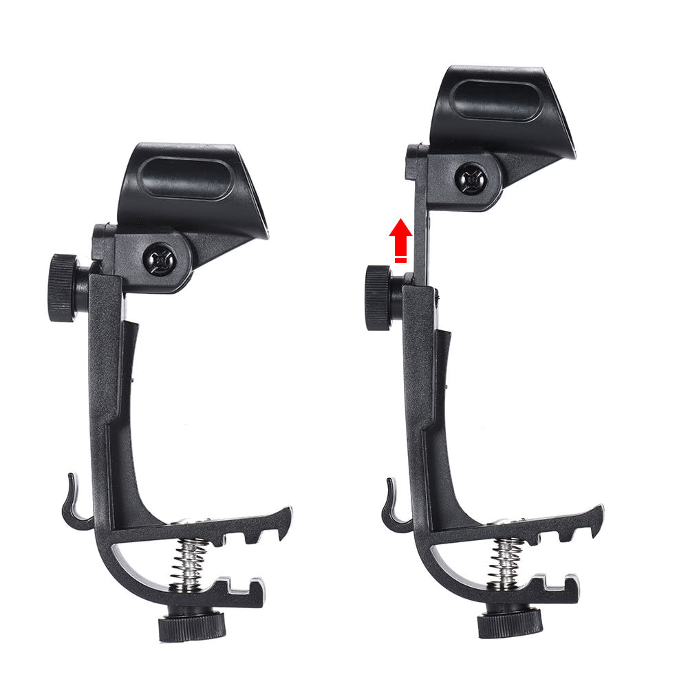 Adjustable Shockproof Drum Rim Microphone Clip Mount - 2 Pack
