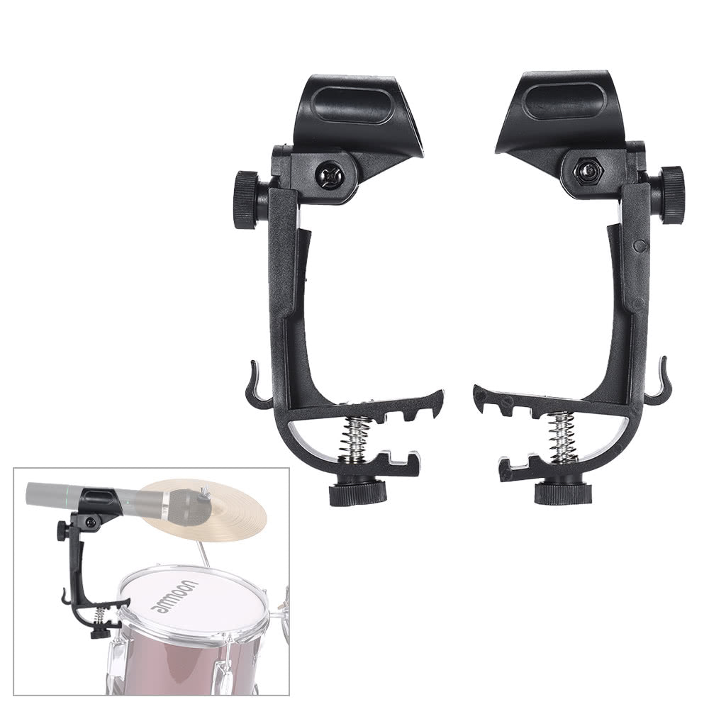 Adjustable Shockproof Drum Rim Microphone Clip Mount - 2 Pack