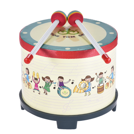 Childrens 8-Inch Wooden Floor Drum Set with Mallets - Perfect for Clubs & Carnivals