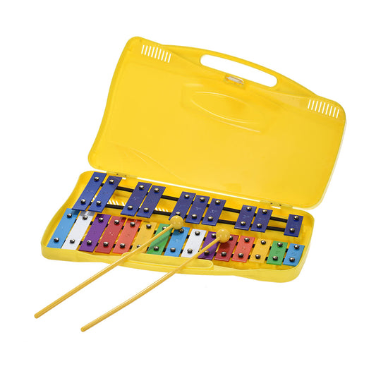 25-Note Colorful Glockenspiel Xylophone - Educational Percussion Instrument Toy with Mallets & Handheld Case for Kids