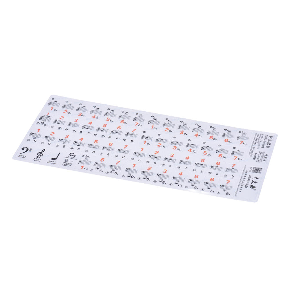 Transparent 88-Key Piano Stave Notation Sticker & Sheet Music for White Keys