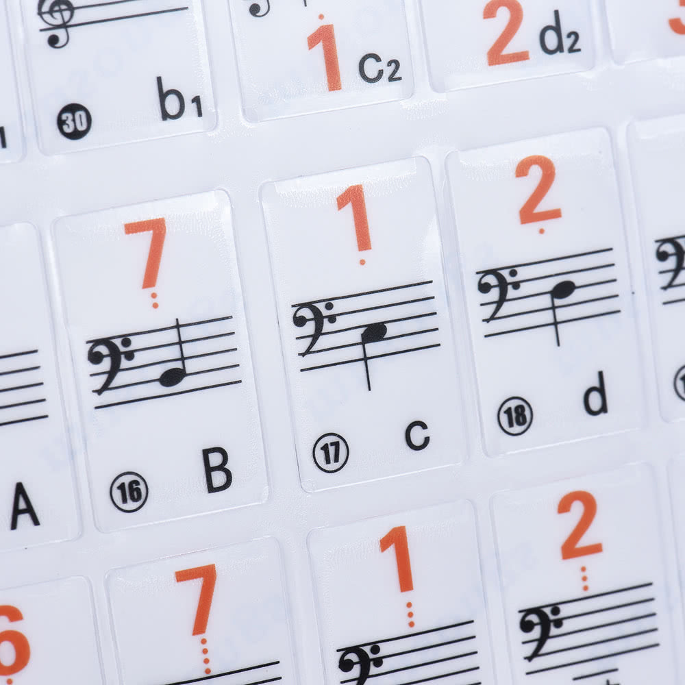 Transparent 88-Key Piano Stave Notation Sticker & Sheet Music for White Keys