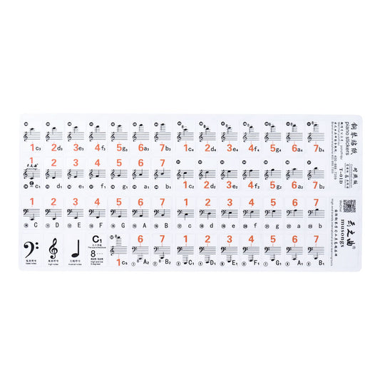 Transparent 88-Key Piano Stave Notation Sticker & Sheet Music for White Keys