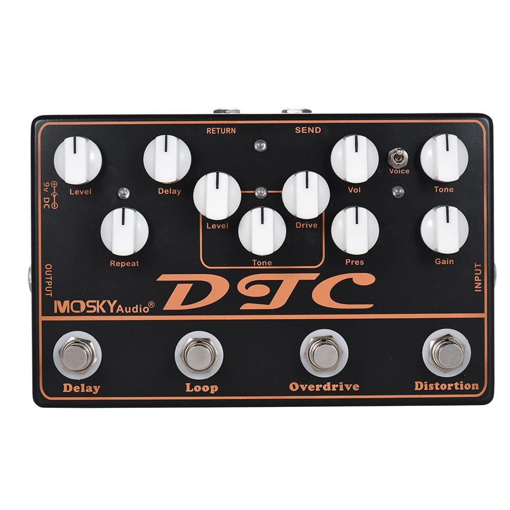 MOSKY DTC Multi-Effect Electric Guitar Pedal, 4-in-1 Setup