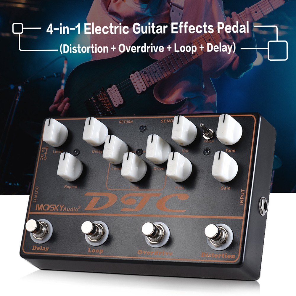 MOSKY DTC Multi-Effect Electric Guitar Pedal, 4-in-1 Setup