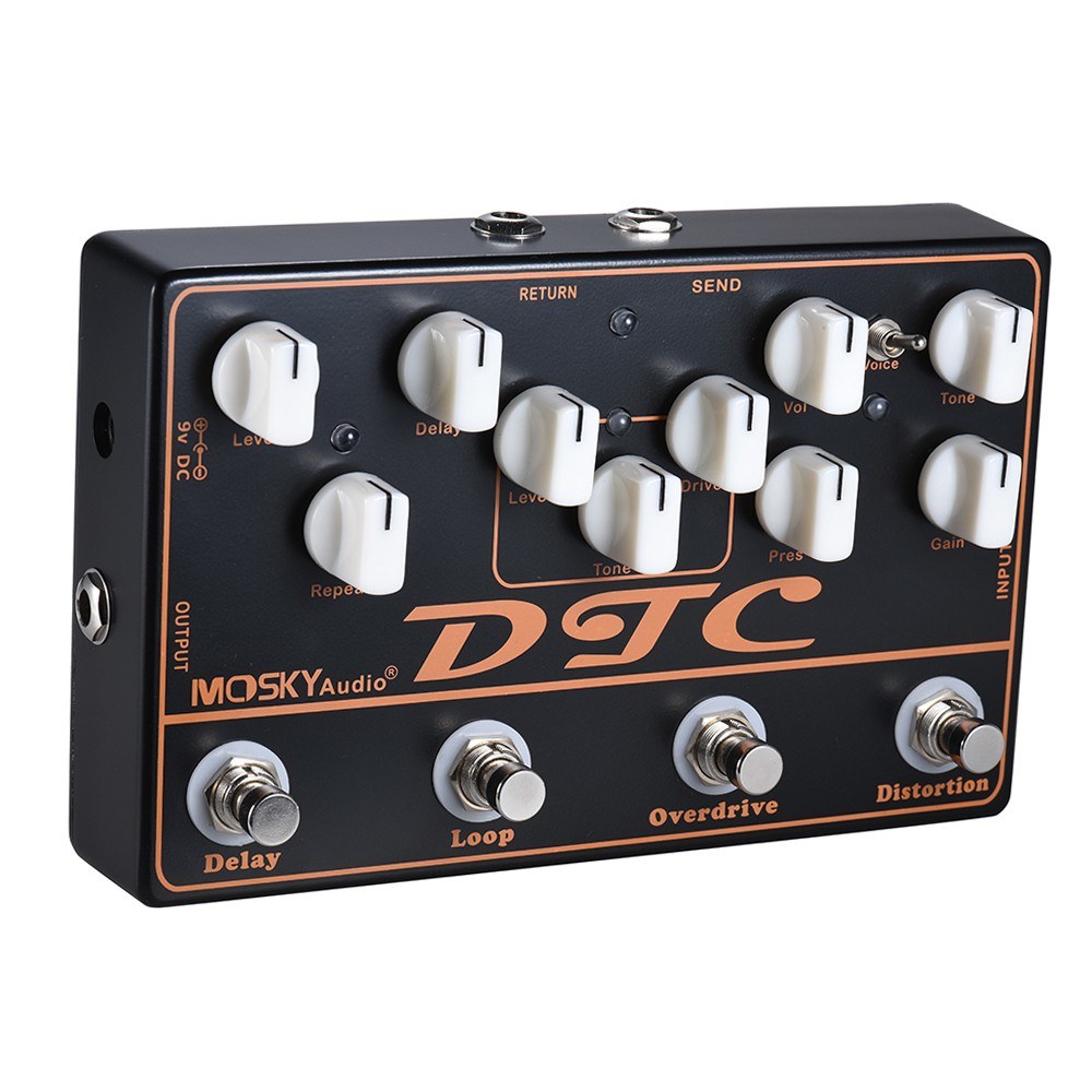MOSKY DTC Multi-Effect Electric Guitar Pedal, 4-in-1 Setup