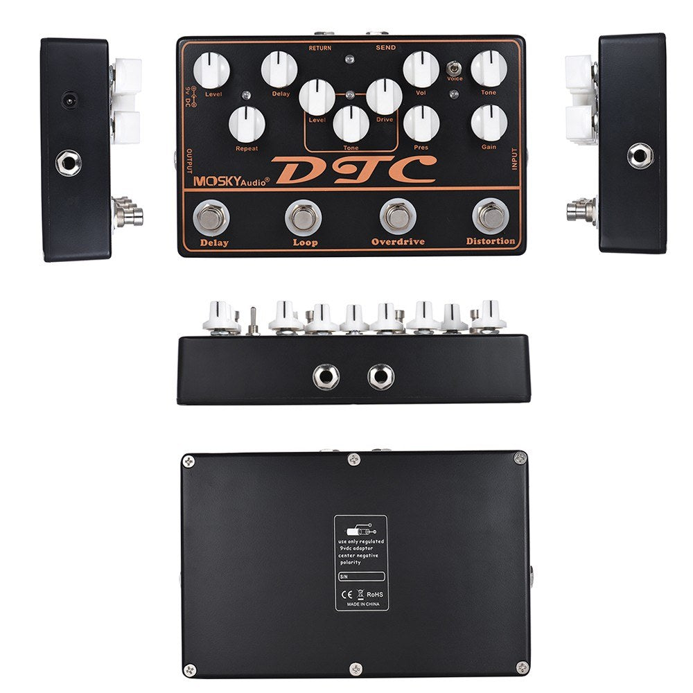 MOSKY DTC Multi-Effect Electric Guitar Pedal, 4-in-1 Setup