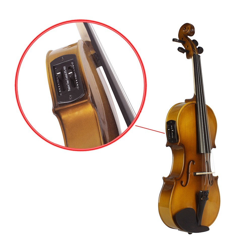 Full Size 4/4 Acoustic-Electric Violin Kit with EQ - Retro Sunset Design