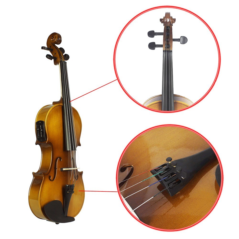 Full Size 4/4 Acoustic-Electric Violin Kit with EQ - Retro Sunset Design
