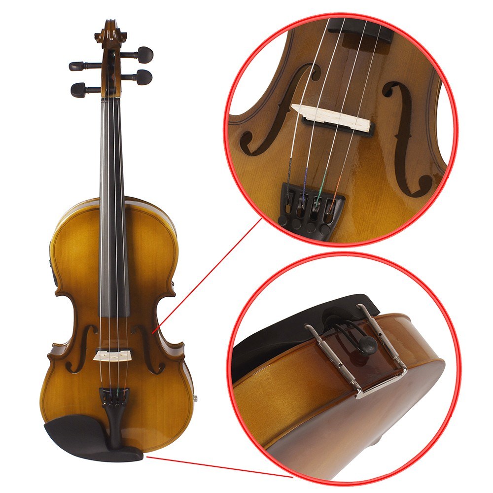 Full Size 4/4 Acoustic-Electric Violin Kit with EQ - Retro Sunset Design